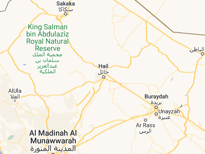 Map showing location of Hayil (27.52188, 41.69073)