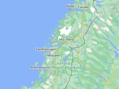 Map showing location of Hemnesberget (66.23333, 13.63333)