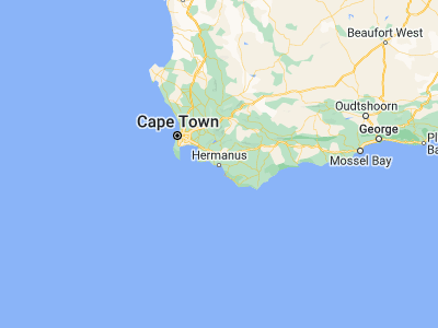 Map showing location of Hermanus (-34.4187, 19.23446)