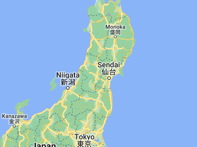 Map showing location of Higashine (38.43889, 140.40056)