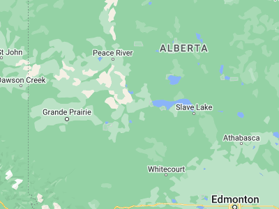 Map showing location of High Prairie (55.4334, -116.4858)