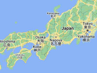 Map showing location of Hikone (35.25, 136.25)