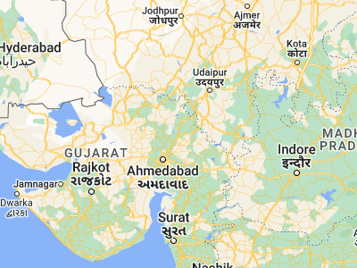 Map showing location of Himatnagar (23.59893, 72.96602)