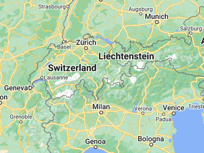 Map showing location of Hinterrhein (46.53333, 9.2)