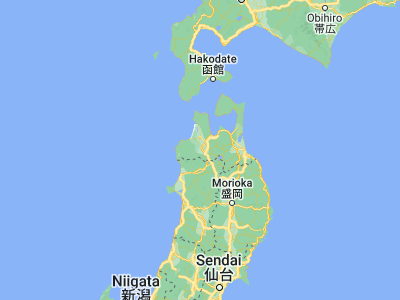 Map showing location of Hirosaki (40.59306, 140.4725)