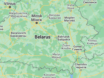 Map showing location of Hlusha (53.0868, 28.8567)