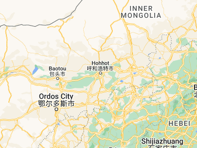 Map showing location of Hohhot (40.81056, 111.65222)