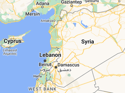 Map showing location of Homs (34.72682, 36.72339)