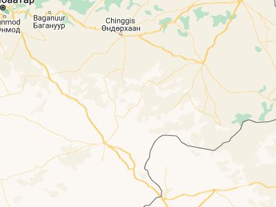 Map showing location of Hongor (45.8, 111.2)