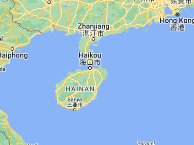 Map showing location of Hongqi (19.82036, 110.50638)