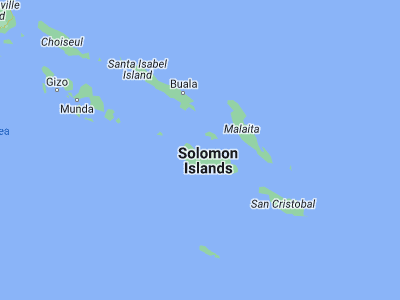 Map showing location of Honiara (-9.43333, 159.95)