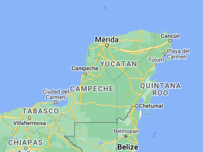 Map showing location of Hopelchén (19.74762, -89.84476)