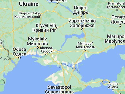 Map showing location of Hornostayivka (47.00777, 33.72899)