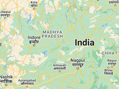 Map showing location of Hoshangābād (22.75, 77.71667)