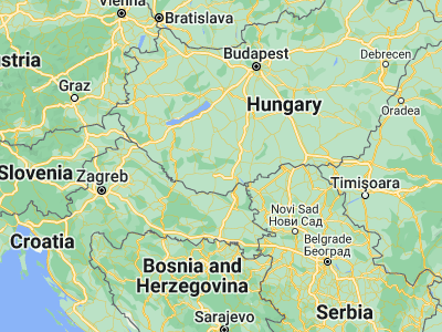 Map showing location of Hosszúhetény (46.16414, 18.35077)