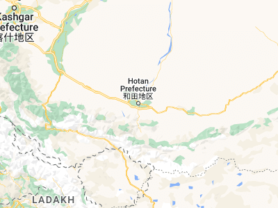 Map showing location of Hotan (37.09972, 79.92694)