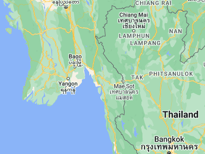 Map showing location of Hpa-an (16.89056, 97.63333)