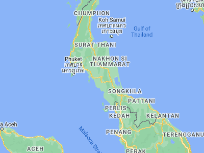 Map showing location of Huai Yot (7.78937, 99.63469)