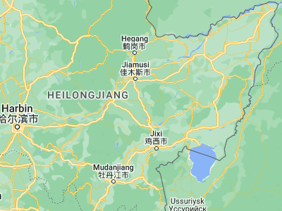 Map showing location of Huanan (46.21667, 130.51667)