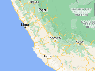Map showing location of Huancavelica (-12.76667, -74.98333)