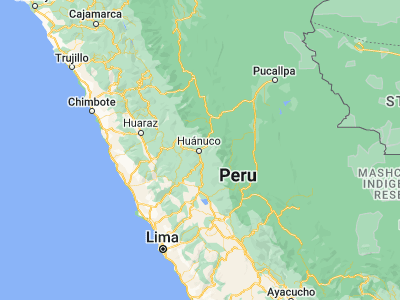 Map showing location of Huánuco (-9.9329, -76.24153)