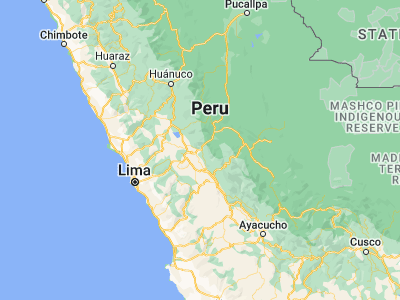 Map showing location of Huasahuasi (-11.31667, -75.61667)