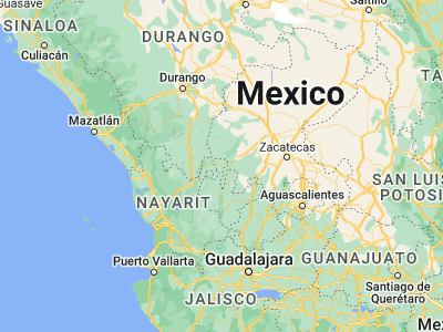 Map showing location of Huejuquilla el Alto (22.62525, -103.89874)