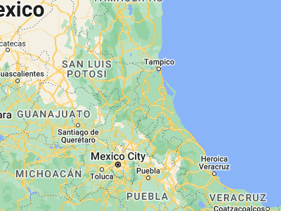 Map showing location of Huejutla de Reyes (21.13333, -98.41667)