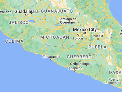 Map showing location of Huetamo de Núñez (18.58333, -100.88333)