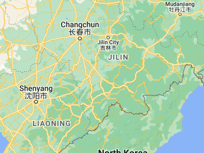 Map showing location of Huinan (42.6225, 126.26139)