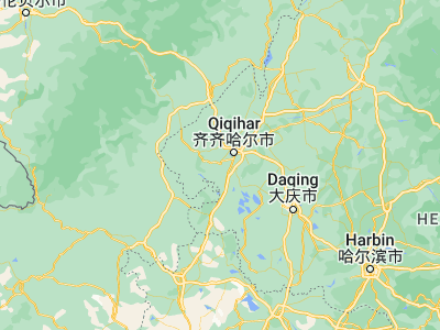 Map showing location of Hulan Ergi (47.20417, 123.63333)