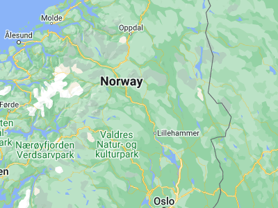 Map showing location of Hundorp (61.55523, 9.94069)