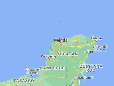 Map showing location of Hunucmá (21.017, -89.8759)