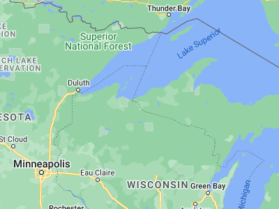 Map showing location of Hurley (46.44967, -90.18656)