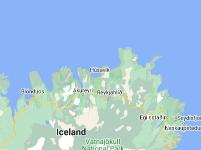 Map showing location of Húsavík (66.04489, -17.33885)