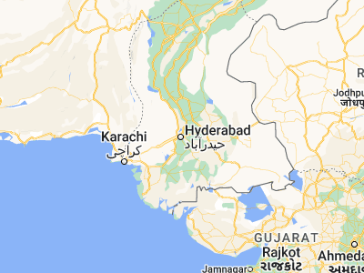 Map showing location of Hyderābād (25.39242, 68.37366)