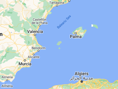Map showing location of Ibiza (38.90883, 1.43296)