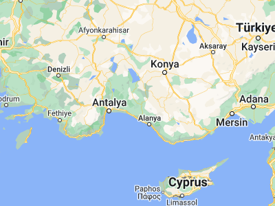 Map showing location of İbradı (37.09694, 31.59917)