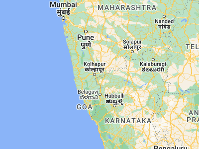 Map showing location of Ichalkaranji (16.7, 74.46667)