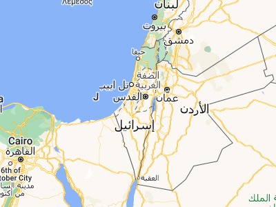 Map showing location of Idhnā (31.55874, 34.97436)