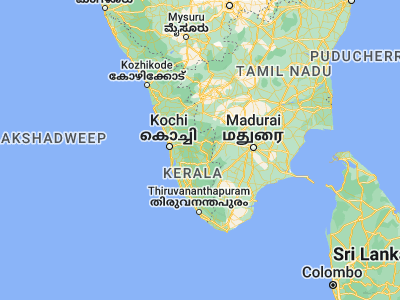 Map showing location of Idukki (9.85, 76.96667)