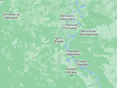 Map showing location of Igrim (63.1906, 64.4162)