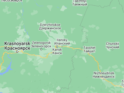 Map showing location of Ilanskiy (56.2325, 96.0652)