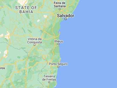 Map showing location of Ilhéus (-14.78889, -39.04944)