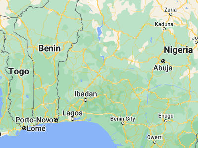 Map showing location of Ilorin (8.5, 4.55)