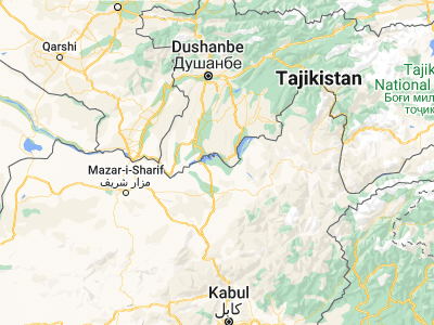 Map showing location of Imām Şāḩib (37.18897, 68.93644)