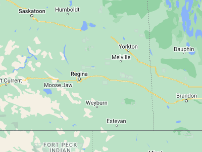 Map showing location of Indian Head (50.53336, -103.66775)