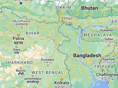 Map showing location of Ingrāj Bāzār (25.00447, 88.14573)