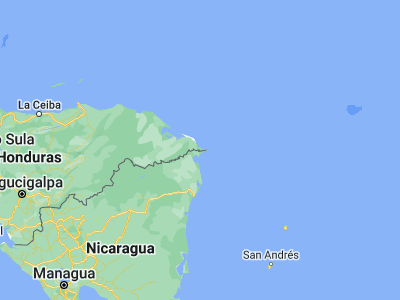 Map showing location of Iralaya (15, -83.23333)
