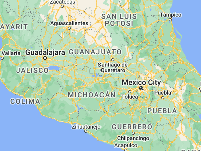 Map showing location of Irámuco (19.96174, -100.92307)